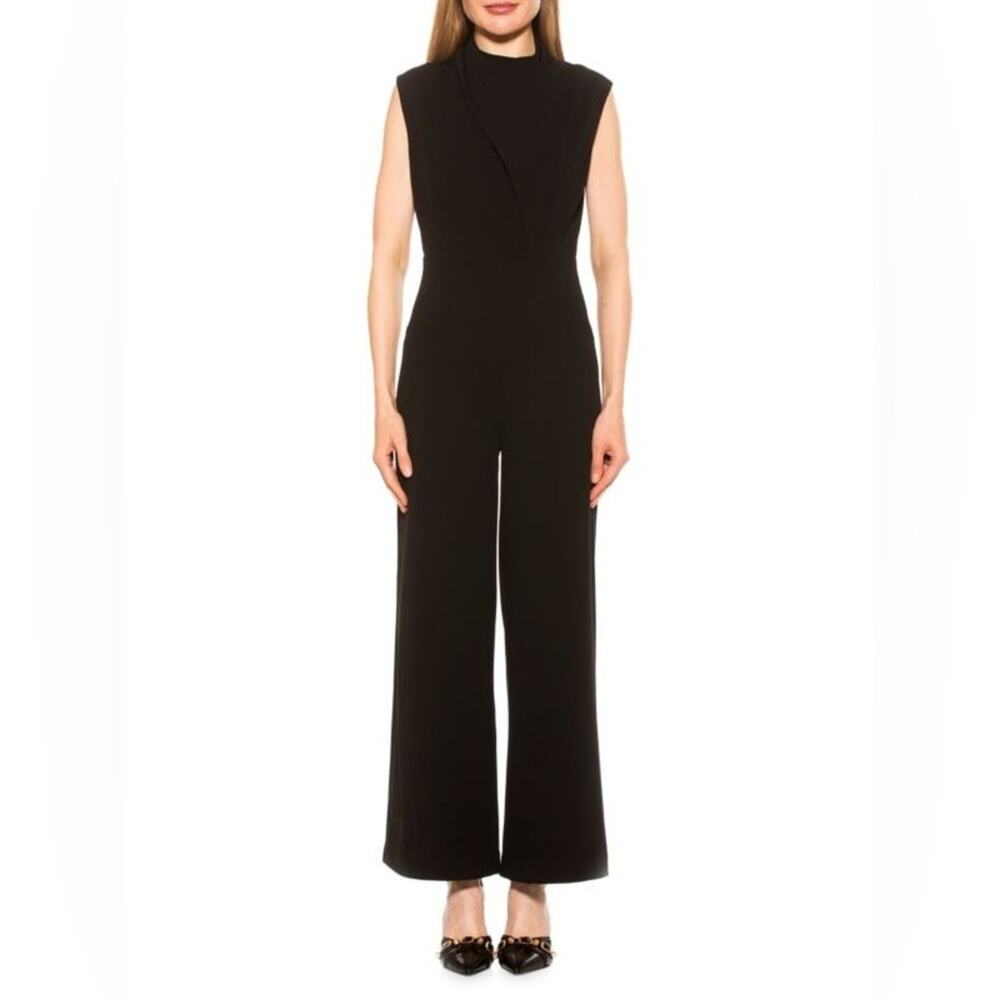 Alexia‎ Admor Sleeveless Wide Leg Jumpsuit Mock Neck Black Size 14 New